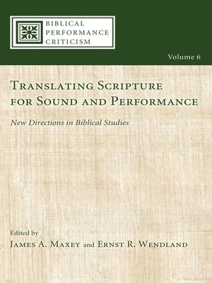 cover image of Translating Scripture for Sound and Performance